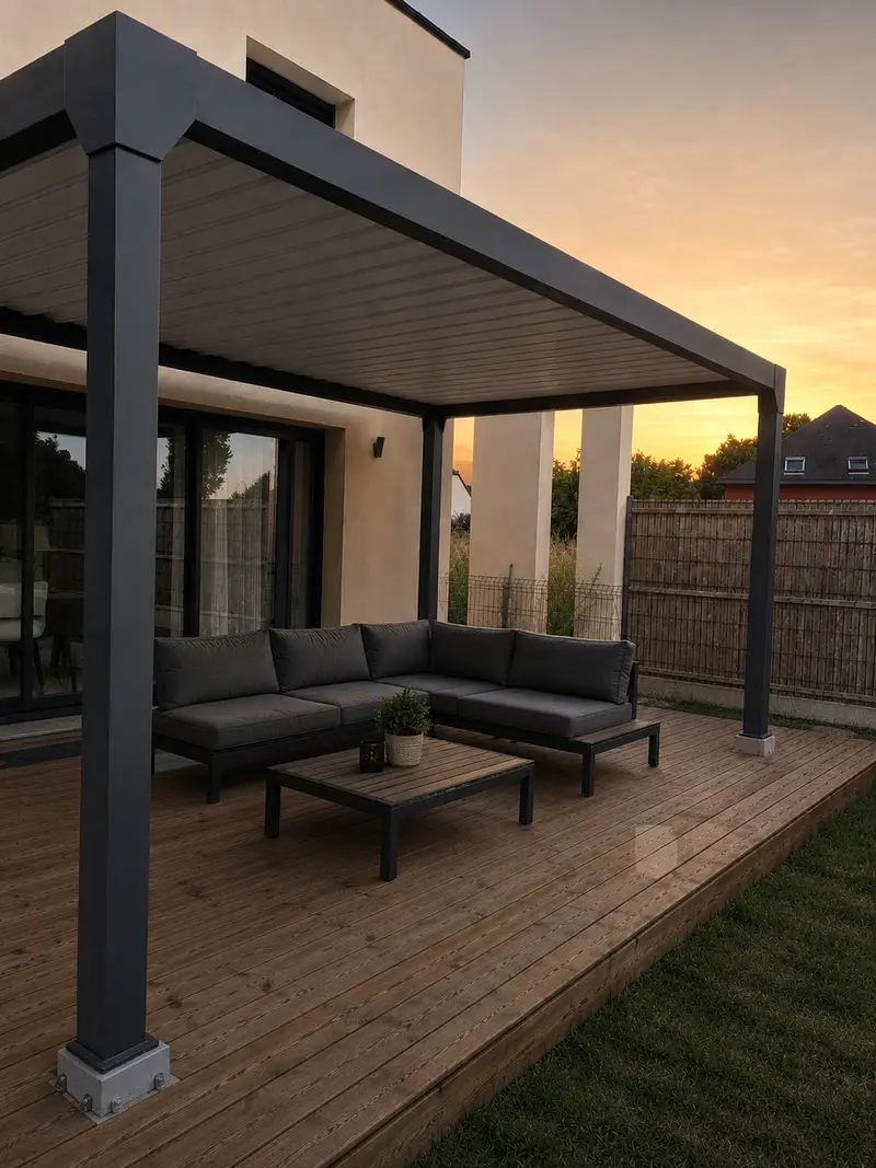 Réalisations AHB Menuiserie : pergola, terrasse, fenêtres et portails